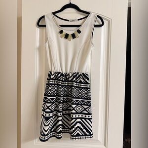Papaya White and Black Patterned Mini Dress